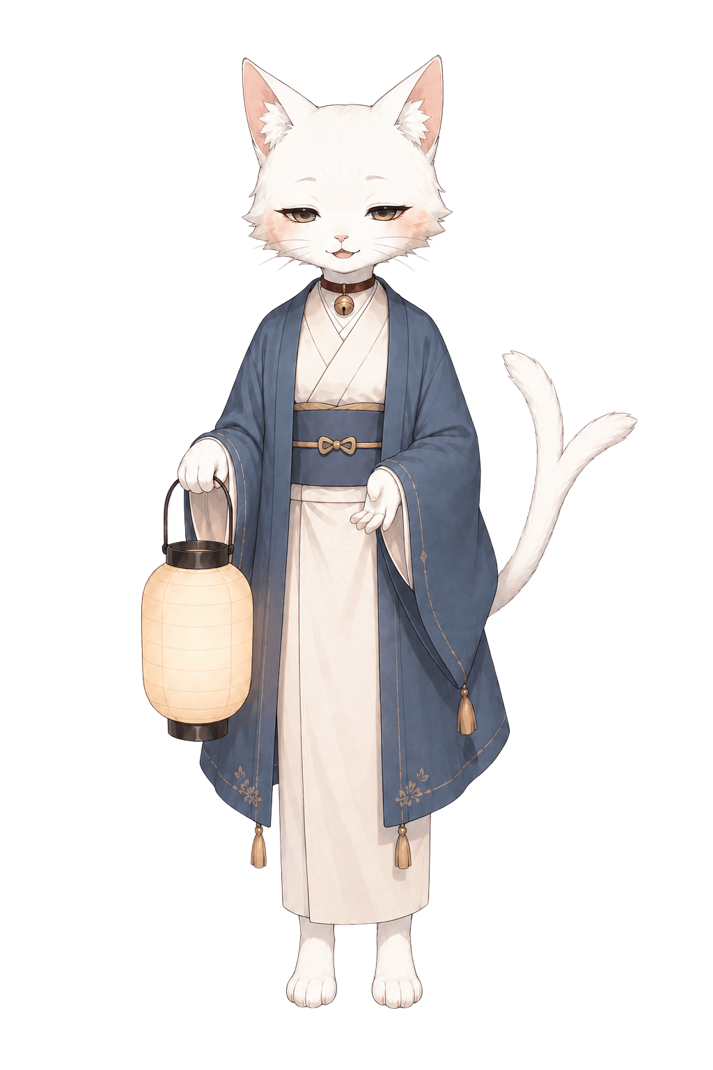 話しかける白猫の猫又こより